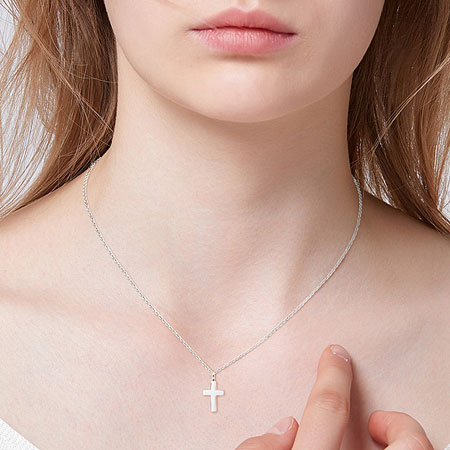 Women\'s Platinum Cross Pendant Necklace